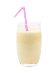 Glass filled with milkshake isolated
