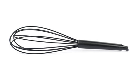Black plastic french whisk isolated