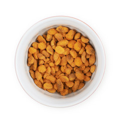 Bowl filled with peanuts isolated