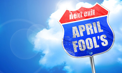 april fool's, 3D rendering, blue street sign