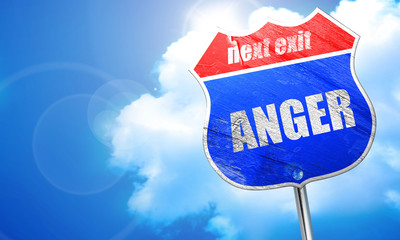 anger, 3D rendering, blue street sign