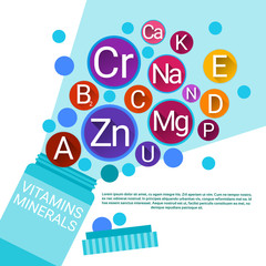 Bottle Of Essential Chemical Elements Nutrient Minerals Vitamins