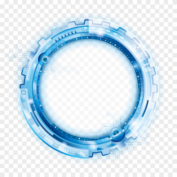 Transparent circular technology frame abstract background.