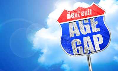 age gap, 3D rendering, blue street sign