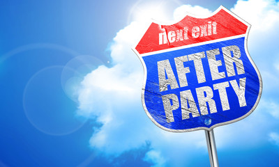 afterparty, 3D rendering, blue street sign