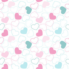 Seamless geometric pattern with hearts. Vector repeating texture. Stylish valentines background.