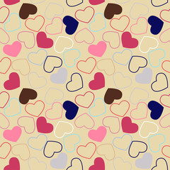 Seamless geometric pattern with hearts. Vector repeating texture. Stylish valentines background.