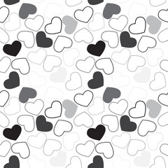 Seamless geometric pattern with hearts. Vector repeating texture. Stylish valentines background.