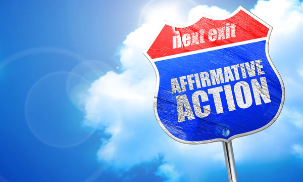 Affirmative Action, 3D Rendering, Blue Street Sign