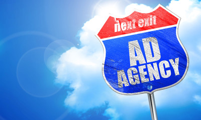 ad agency, 3D rendering, blue street sign