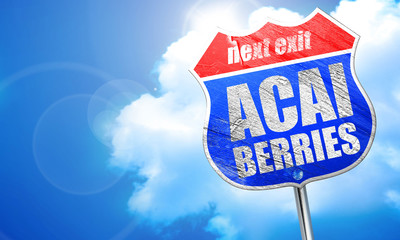 acai berries, 3D rendering, blue street sign