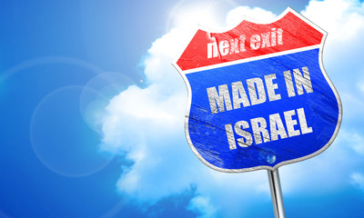 Made in israel, 3D rendering, blue street sign