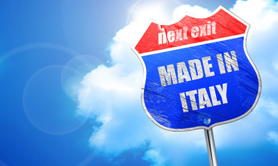 Made in italy, 3D rendering, blue street sign