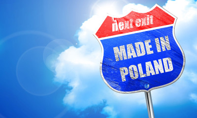Made in poland, 3D rendering, blue street sign