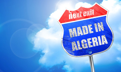 Made in algeria, 3D rendering, blue street sign