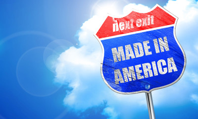 Made in america, 3D rendering, blue street sign