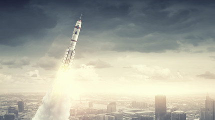Rocket Space Ship . Mixed media