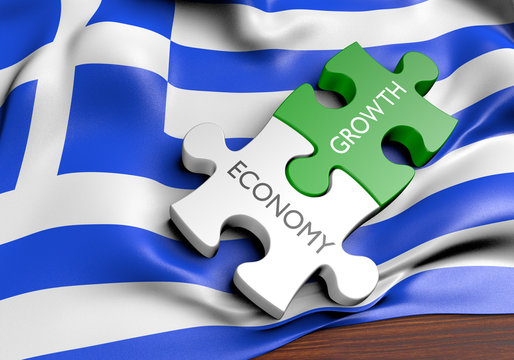 Greece Economy And Financial Market Growth Concept, 3D Rendering