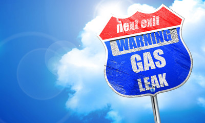 Gas leak background, 3D rendering, blue street sign