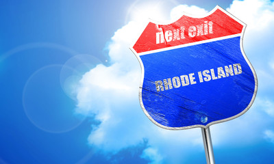  rhode island, 3D rendering, blue street sign