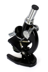 Side view of a microscope