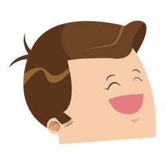 flat design cute face of happy man with shiny brown hair icon vector illustration