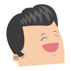 flat design cute face of happy man icon vector illustration