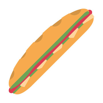 Flat Design Sub Sandwich Icon Vector Illustration