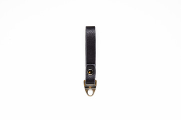 Leather keychain on a white background.