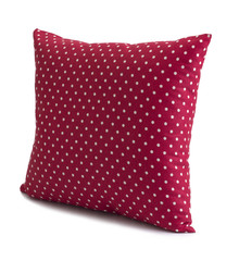 Polka dot red cushion isolated