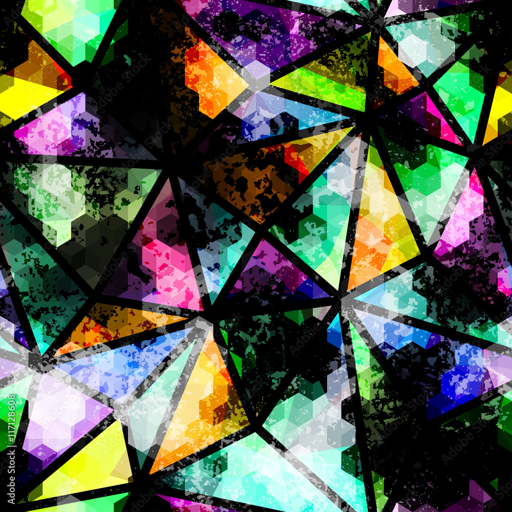 Aufkleber seamless geometric pattern with a grunge elements