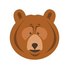 flat design grizzly bear icon vector illustration