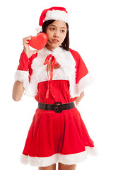 Asian Christmas Santa Claus girl with red heart