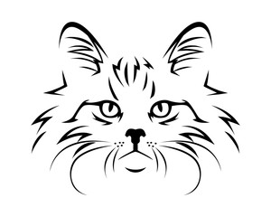 Cat Breed Line Art Logo - Norwegian Forest