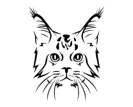 Cat Breed Line Art Logo - Siberian