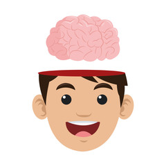 flat design person with brain outside head icon vector illustration