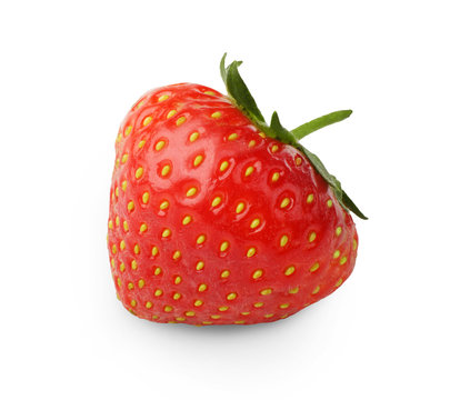 Fresh ripe strawberry closeup isolated on white background