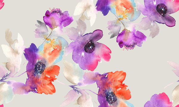 Purple Watercolor Flowers