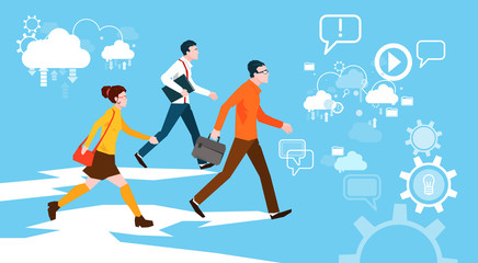 Casual People Group Walking Business Abstract Background