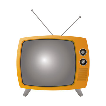 flat design retro classic tv with antenna icon vector illustration