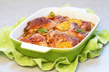 Baked orange clementine chicken legs