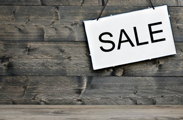 Sale on wooden table