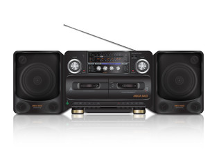 Vintage tape recorder for audio cassettes with radio.