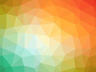 Abstract rainbow orange green yellow gradient polygon shaped bac