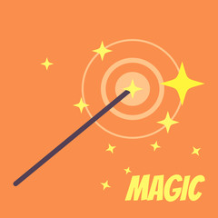 Magic wand. Vector flat cartoon illustration icon