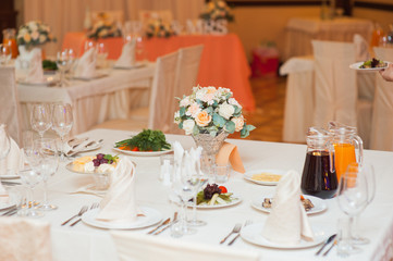 table set for wedding or another catered event