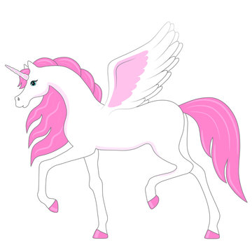 pink cartoon unicorn pegasus