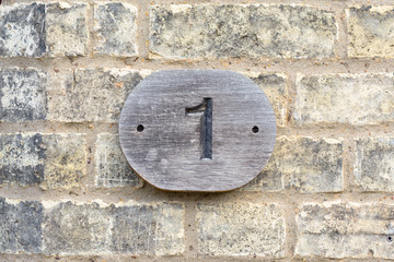 House number 1 wooden sign