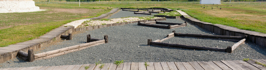Bolgar city, Tatarstan, Russia - July 26, 2016: the remains of the citizens of houses