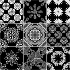 Black and white geometric tiles